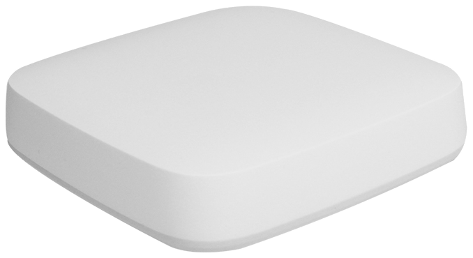 The Drip hub: a low white square puck with rounded corners.
